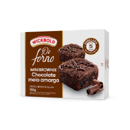 3000074-MINI BROWNIE CHOCOLATE MEIO AMARGO PACK WICK 12X150G